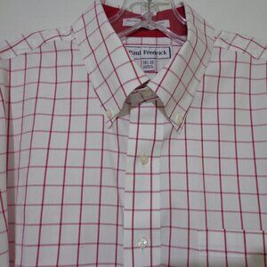 PAUL FREDRICK CLASSIC RED CHECKERED DRESS SHIRT 16 1/2 - 35 NWT